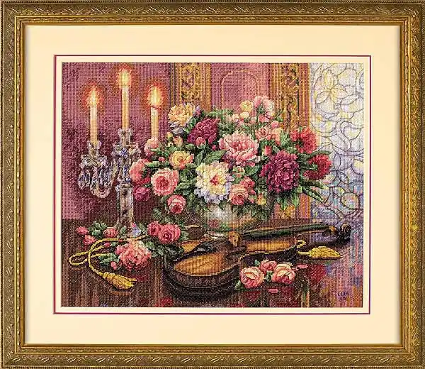 Genuine Romantic Floral Cross Stitch Kit by Dimensions