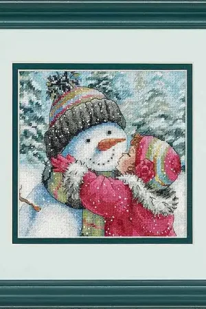 A Kiss for Snowman Cross Stitch Kit by Dimensions Time-Limited