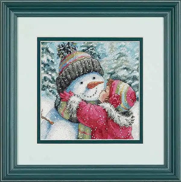 A Kiss for Snowman Cross Stitch Kit by Dimensions Time-Limited