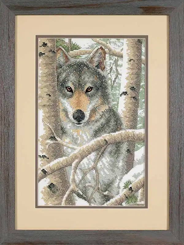 Top Rated Wintry Wolf Printed Cross Stitch Kit by Dimensions