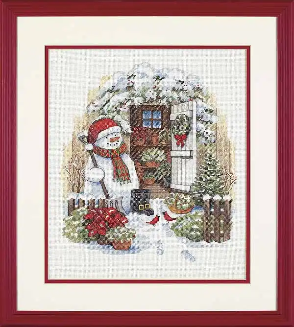 Garden Shed Snowman Cross Stitch Kit by Dimensions Sale