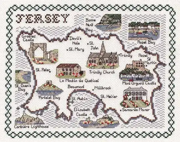 Big Sale Jersey Map Cross Stitch Kit by Classic Embroidery