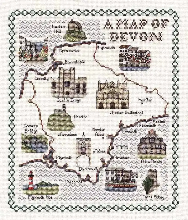 Latest Devon Map Cross Stitch Kit by Classic Embroidery