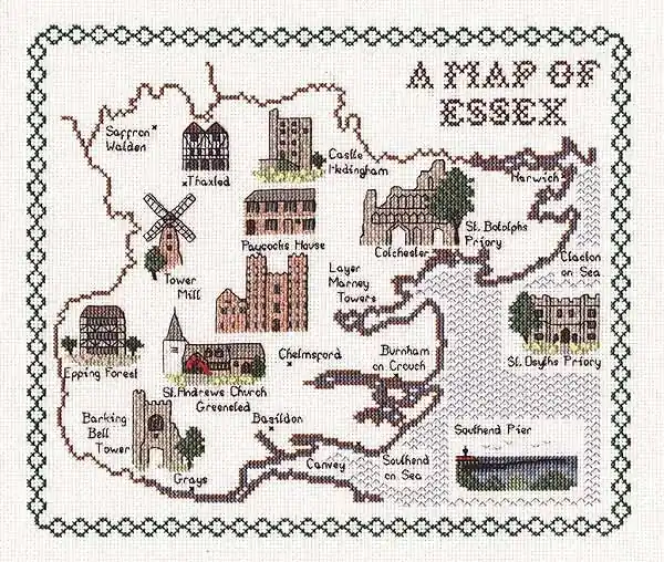 Buy Online Essex Map Cross Stitch Kit by Classic Embroidery