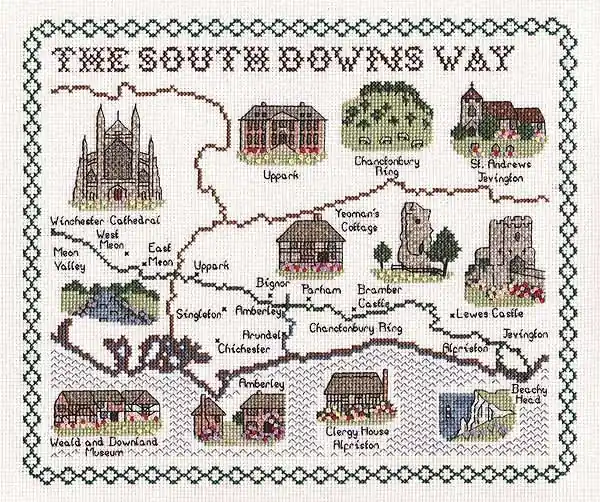 Fan Favorite South Downs Way Map Cross Stitch Kit by Classic Embroidery