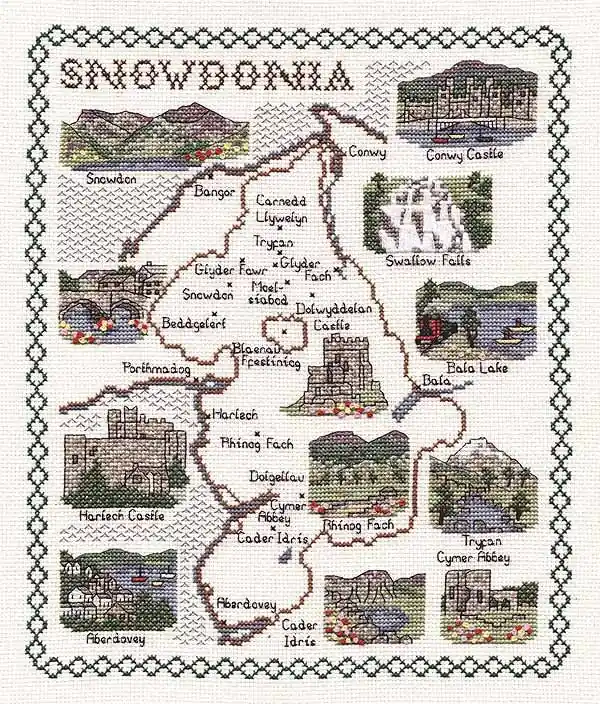 Snowdonia Map Cross Stitch Kit by Classic Embroidery Limited Edition