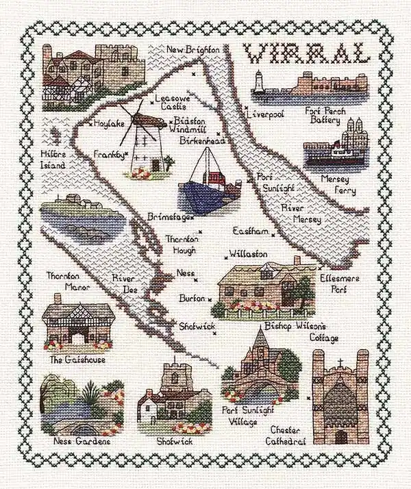 In Demand Wirral Map Cross Stitch Kit by Classic Embroidery