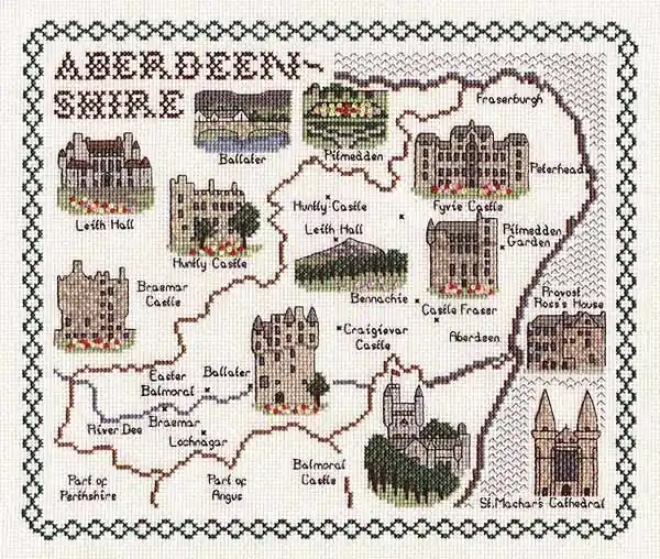 Aberdeenshire Map Cross Stitch Kit by Classic Embroidery Best Price