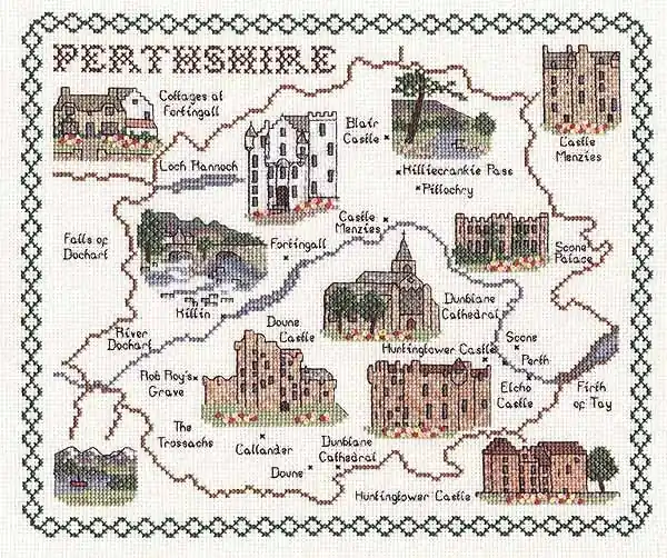 Perthshire Map Cross Stitch Kit by Classic Embroidery Direct From Factory