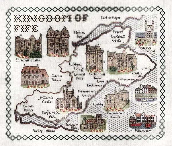 The Kingdom of Fife Map Cross Stitch Kit by Classic Embroidery Sale