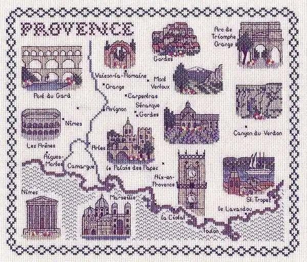 Price Drop Provence Map Cross Stitch Kit by Classic Embroidery