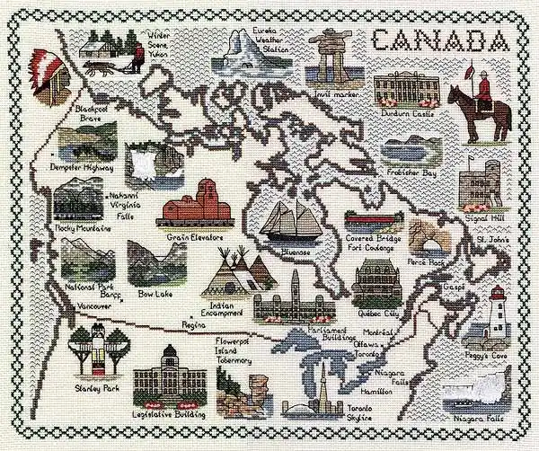 Bargain Canada Map Cross Stitch Kit by Classic Embroidery