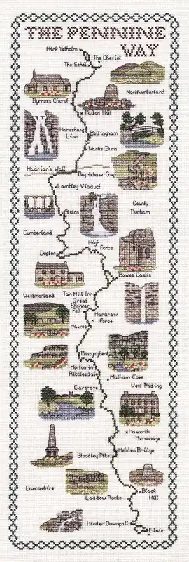 Pennine Way Map Cross Stitch Kit by Classic Embroidery Seasonal Sale