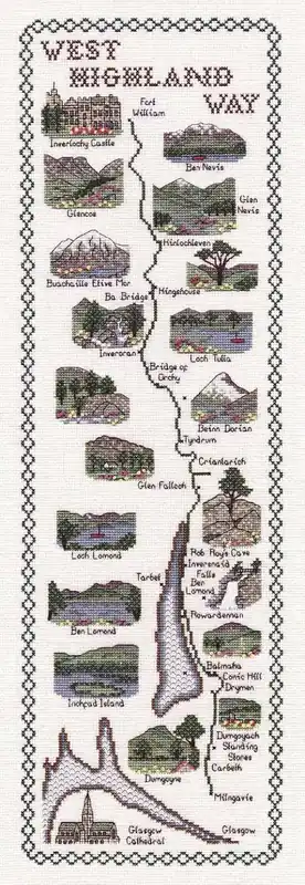 Limited Offer West Highland Way Map Cross Stitch Kit by Classic Embroidery