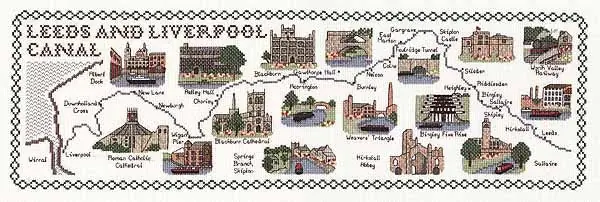 Editor’s Pick Leeds and Liverpool Canal Map Cross Stitch Kit by Classic Embroidery