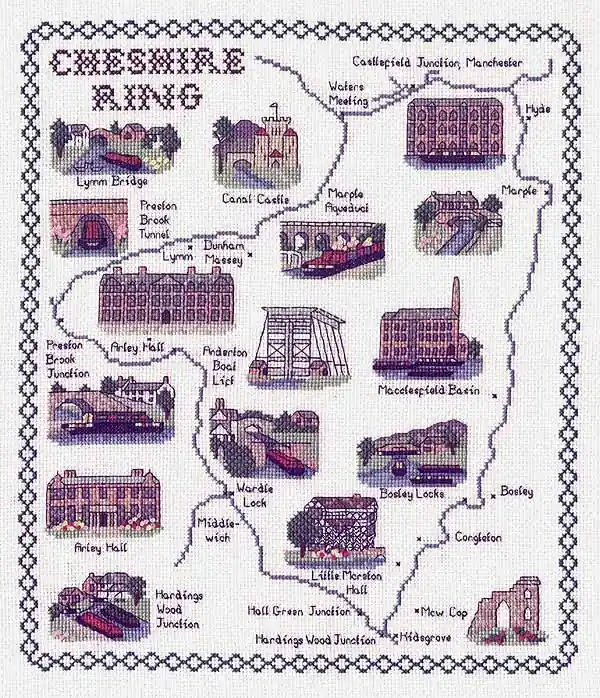 Cheshire Ring Map Cross Stitch Kit by Classic Embroidery Markdown