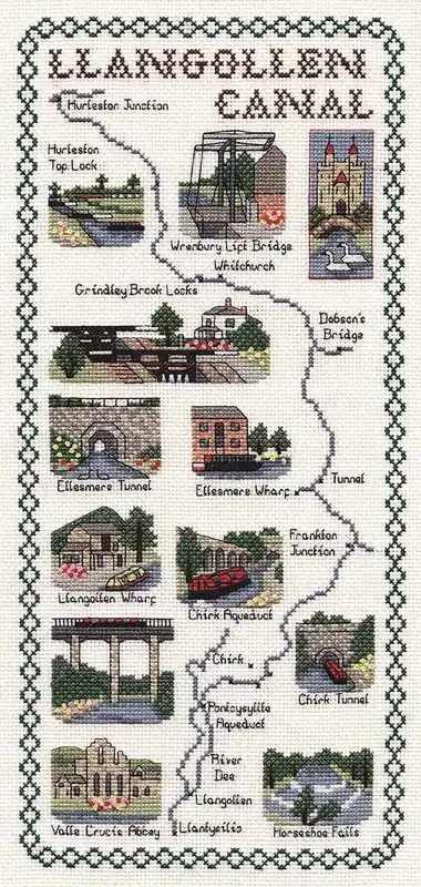 Order Now Llangollen Canal Map Cross Stitch Kit by Classic Embroidery