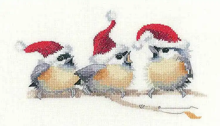 Festive Chicks Cross Stitch Kit by Heritage Crafts Super Sale