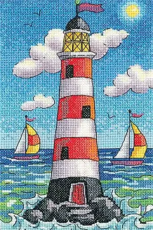 Lighthouse by Day Cross Stitch Kit by Heritage Crafts Free Returns
