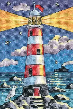 Lighthouse by Night Cross Stitch Kit by Heritage Crafts Best Choice
