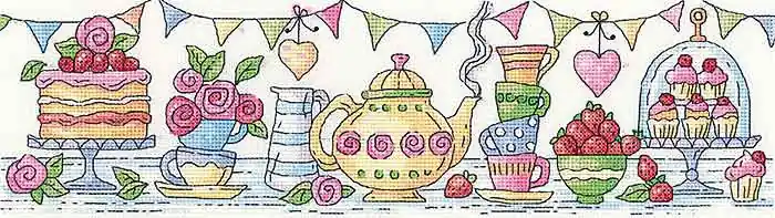 Afternoon Tea Cross Stitch Kit by Heritage Crafts Don’t Miss Out