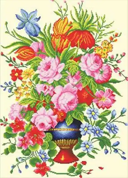 Elegant Floral Arrangement Printed Cross Stitch Kit by Needleart World Affordable