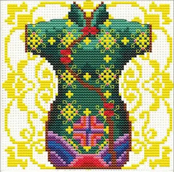 Bulk Order Green Geisha Printed Cross Stitch Kit by Needleart World