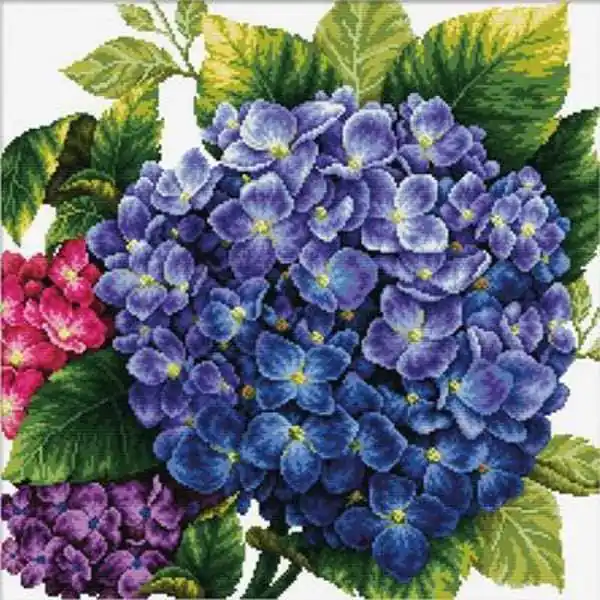 Bargain Hydrangea Printed Cross Stitch Kit by Needleart World