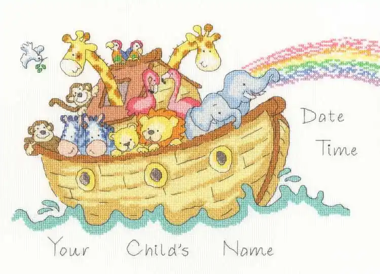 Bargain Baby Ark Birth Sampler Cross Stitch Kit By Bothy Threads