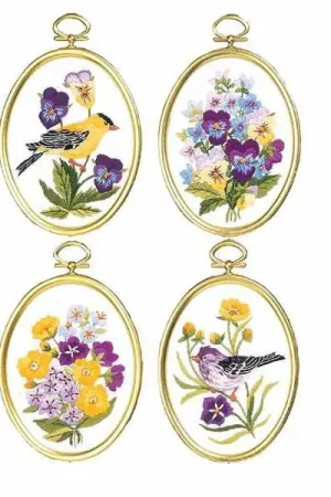 Fresh Stock Wildflowers and Finches Embroidery Kit by Janlynn