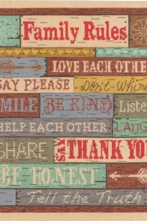 Genuine Family Rules Sampler Cross Stitch Kit by Janlynn