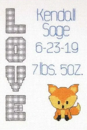 New Arrival Woodland Love Birth Sampler Cross Stitch Kit by Janlynn