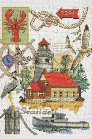 Seaside Collage Cross Stitch Kit by Janlynn Same Day Shipping