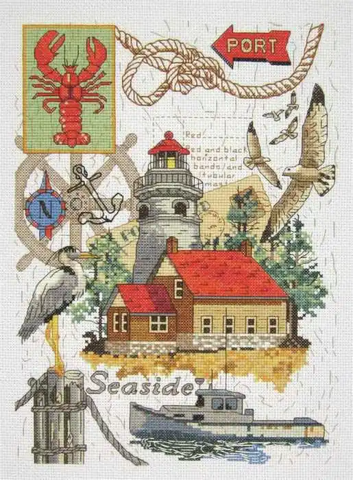 Seaside Collage Cross Stitch Kit by Janlynn Same Day Shipping