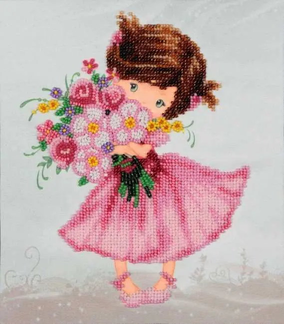 Exclusive Girl with Bouquet Bead Embroidery Kit by VDV