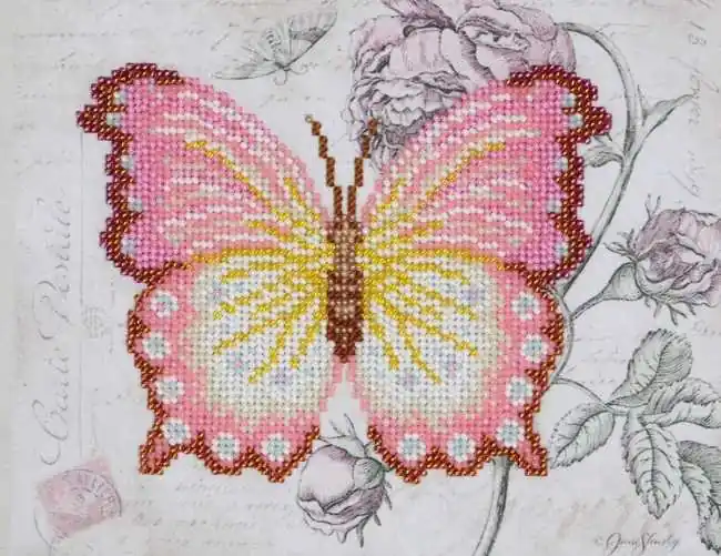Trending Pink Butterfly Bead Embroidery Kit by VDV
