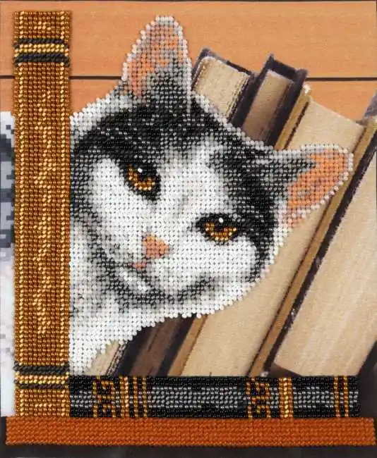 Mitsyk the Cat Bead Embroidery Kit by VDV Modern