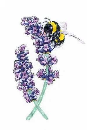 Lavender Bee Cross Stitch Kit by Heritage Crafts Money Back Guarantee