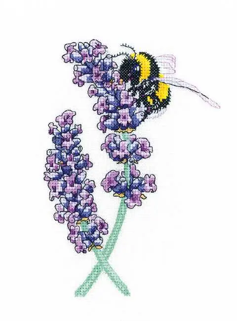 Lavender Bee Cross Stitch Kit by Heritage Crafts Money Back Guarantee