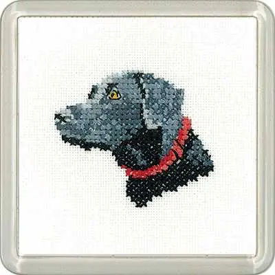 Premium Black Labrador Cross Stitch Coaster Kit by Heritage Crafts