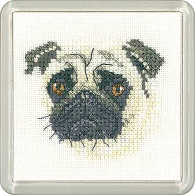 Pug Cross Stitch Coaster Kit by Heritage Crafts Must Have