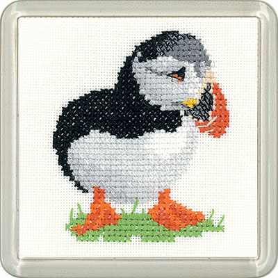 Puffin Cross Stitch Coaster Kit by Heritage Crafts Sale