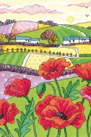 Latest Poppy Landscape Cross Stitch Kit by Heritage Crafts