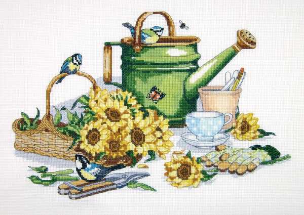 Professional Grade Watering Can Cross Stitch Kit by Janlynn