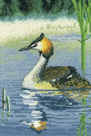 Seasonal Sale Grebe Cross Stitch Kit by Heritage Crafts