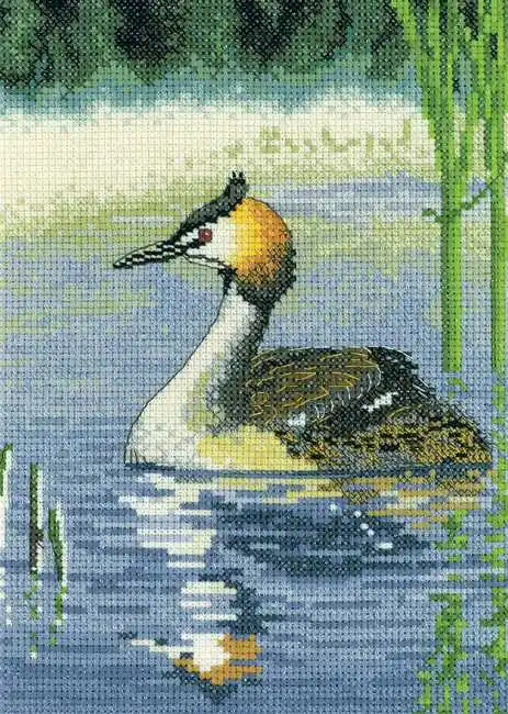 Seasonal Sale Grebe Cross Stitch Kit by Heritage Crafts