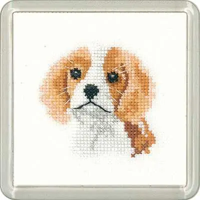 Modern Spaniel Puppy Cross Stitch Coaster Kit by Heritage Crafts