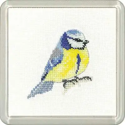Hassle-Free Returns Blue Tit Cross Stitch Coaster Kit by Heritage Crafts