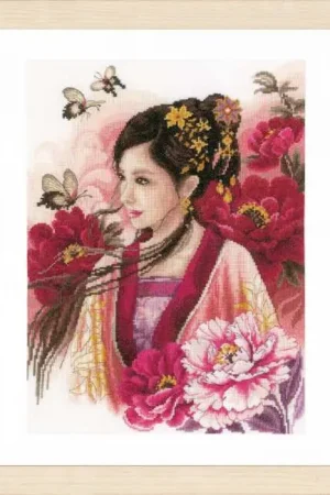 Best Price Asian Lady in Pink Cross Stitch Kit By Lanarte