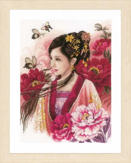 Best Price Asian Lady in Pink Cross Stitch Kit By Lanarte